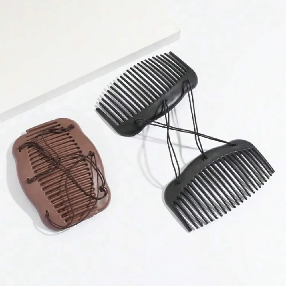 Black Double Hair Comb Elastic Bun Updo